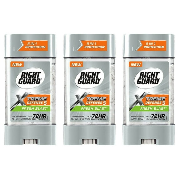 Right Guard Xtreme Defense 5 Antiperspirant Gel Fresh Blast 4 oz, 3-Pack