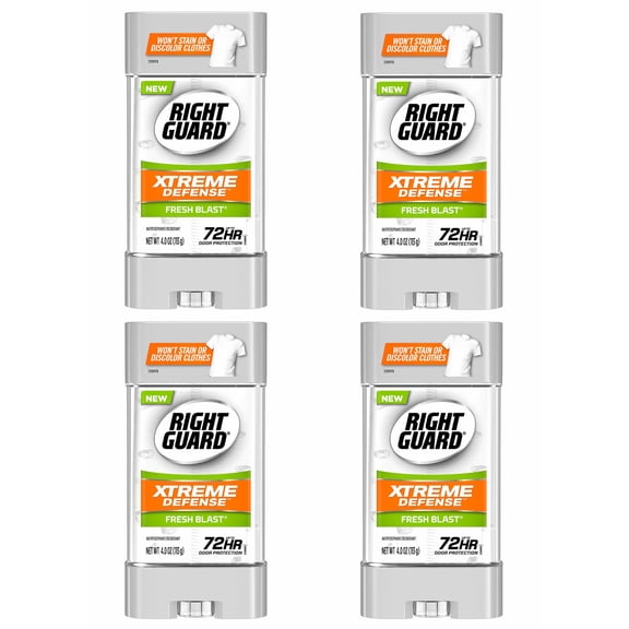 Right Guard Xtreme Defense 5 Antiperspirant Gel, Fresh Blast 4 oz (Pack of 4)