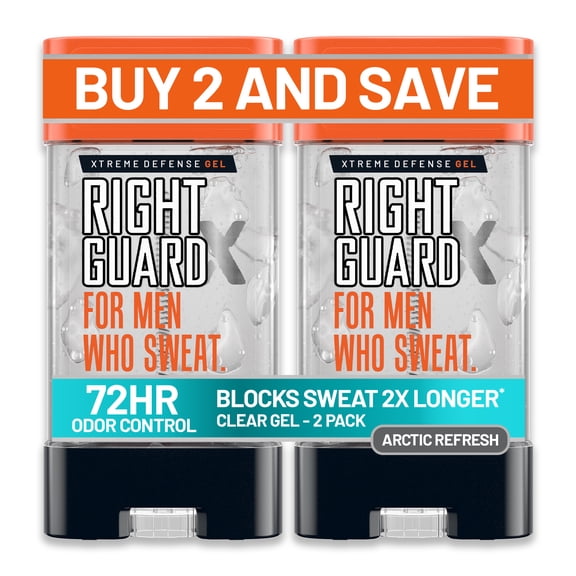 Right Guard Xtreme Defense Gel Antiperspirant & Deodorant for Men, Arctic Refresh, 4 oz. (2 Pack)