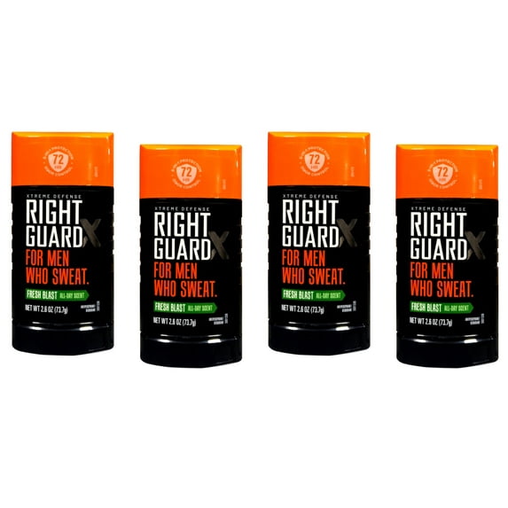 Right Guard Xtreme Defense Antiperspirant Deodorant Invisible Solid Stick, Fresh Blast, 2.6 Ounce (4 Count)