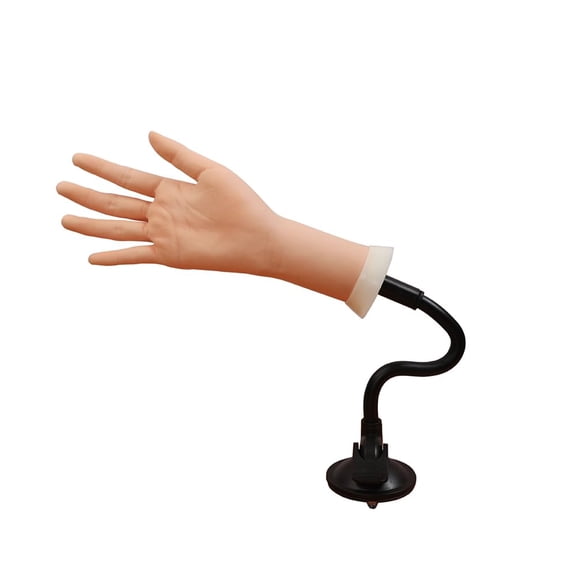 Right-Hand Acrylic Nail Practice Hand with Holder - Flexible Bendable Mannequin Hand for Manicure Training