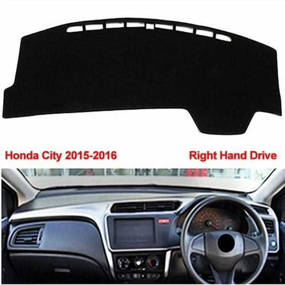 Leather Right Hand Drive's Car Dashboard Protects Cover Dash Mat for Honda City 2015-2016 Black
