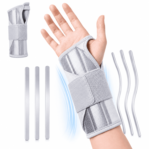 Wrist Brace for Men and Women, 6 Aluminum Stay Wrist Splint, Adjustable Breathable Wrist Support for Day and Night, Right