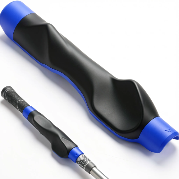 Right Hand Golf Club Grip Trainer, Anti-Slip Rubber, Ridge for Hand Position, Fits Driver Iron Wood Wedge