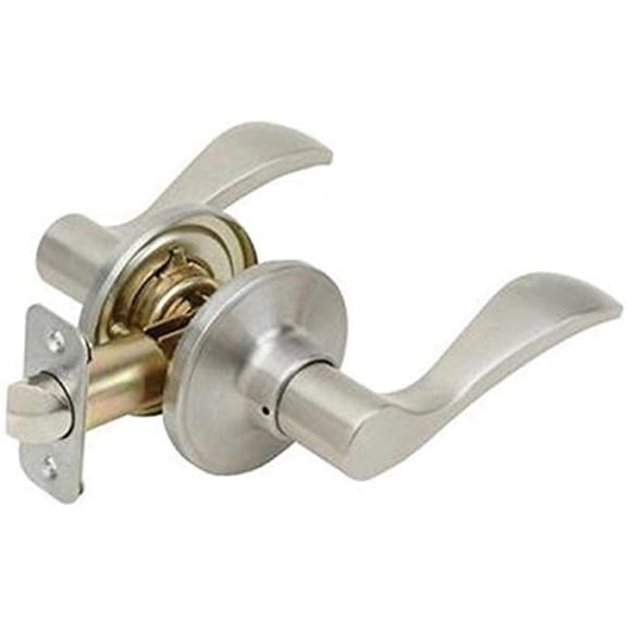 Right Hand Naples Lever with Round Rose Privacy Lockset Grade 3, Satin Nickel