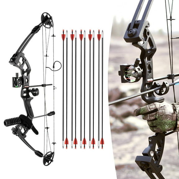 Right-Handed Aluminum Alloy Compound Bow,30-55lbs Draw Weight,3-Pin Sight with Light,12 Arrows,for Hunting/Training,34in Axle to Axle