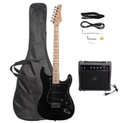 Right-Handed Black Electric Guitar with Amp Kit, 6-String Beginner Electric Guitar w/ 20-Watt Amplifier, Bag, Strap, Plectrum and Tool