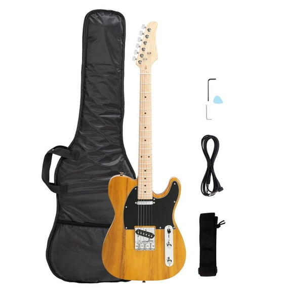 Right-Handed GTL Electric Guitar with S-S Pickup, Maple Fingerboard, Lightweight Basswood Body, 6 Strings, Yellow