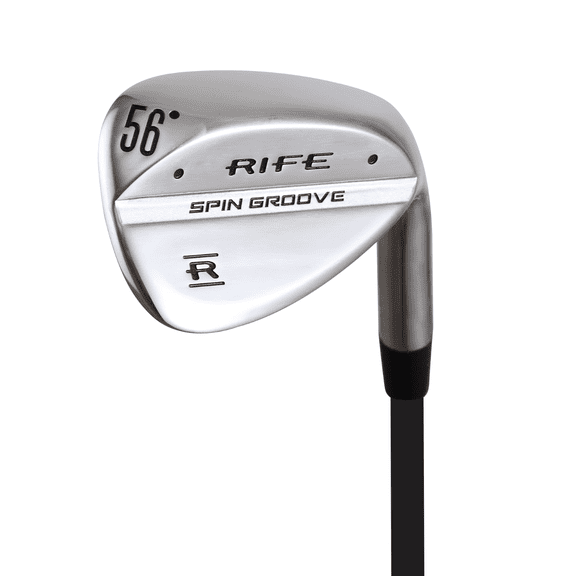 Right Handed Rife Spin Groove Plus 4 Inches Over Men's Standard Length Golf Graphite Shaft Regular Flex Wedge with Super Jumbo Grips 56 Degree Sand SW Bite Grooves Golf Club