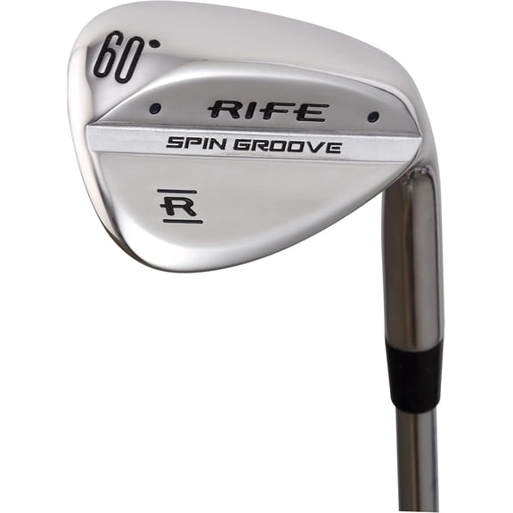 Right Handed Rife Spin Groove Plus 5 Inches Over Men's Standard Length Steel Shaft Regular Flex Tall Golf Wedge with Super Jumbo Grips 60 Degree Lob Wedge LW Golf Club