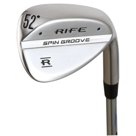 Right Handed Rife Spin Groove Plus 5 Inches Over Men's Standard Length Steel Shaft Stiff Flex Tall Golf Wedge with Super Jumbo Grips 52 Degree Attack Approach Gap Wedge AW/GW Golf Club