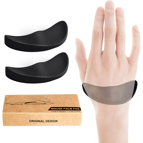 Right-Handed Truly Ergonomic Wrist Rest for Mouse 2 Pack, Carpal Tunnel Support, Pain Relief, Anti-Fatigue, Easy Glide, Office Computer Laptop Gaming Black