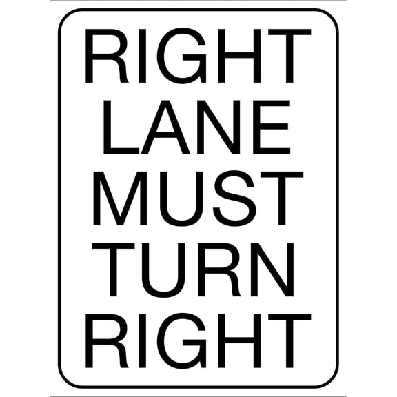 Right Lane Must Turn Right Road 8 X 12 Inch Metal Tin Sign Warning Caution Notice for Yard, Office, Outdoor & Indoor Safety