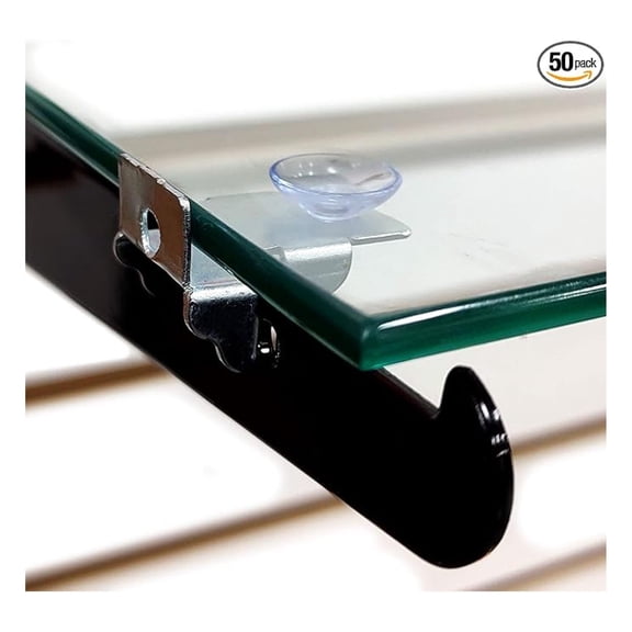 Right Left End Corner Shelf Rest Clip & Rubber Cushion for Brackets to Hang Glass, Wood Or Metal Shelves, 50 Pack