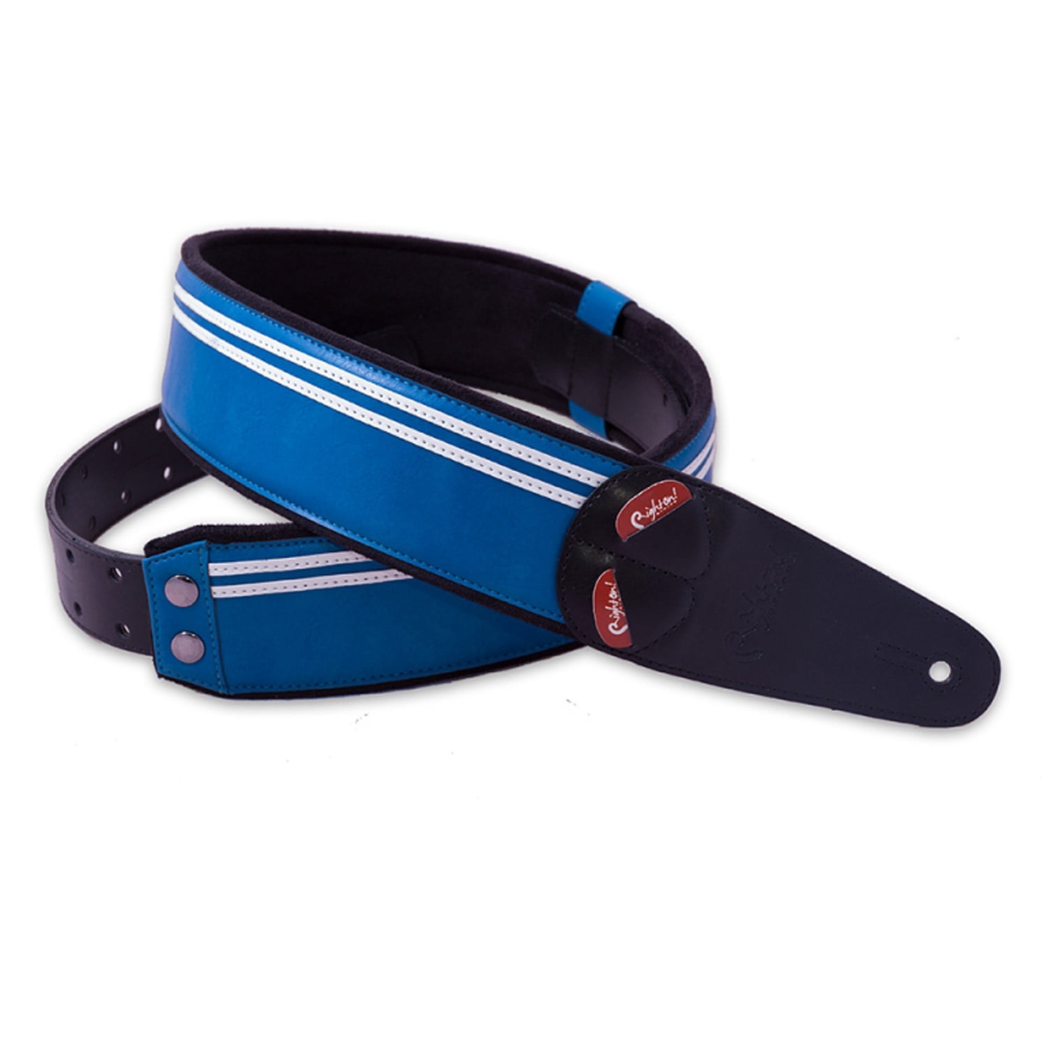 RightOn! Straps Mojo Collection Race-60 Guitar & Bass Strap made with Vegan Leather – Stylish and Comfortable - Blue