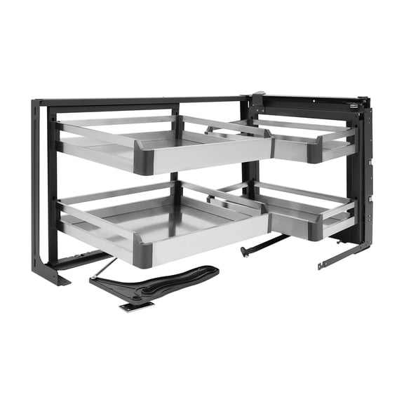 Right Open Blind Corner Cabinet Pull Out Organizer, Stainless Steel Kitchen Swivel Corner Cabinet,4 Baskets,Soft Damping Slide for Kitchen Corner & Blind Cabinet