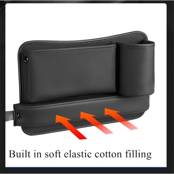 Right PU Leather Car Console Seat Gap Catcher Crevice Organizer Box w/Cup Holder