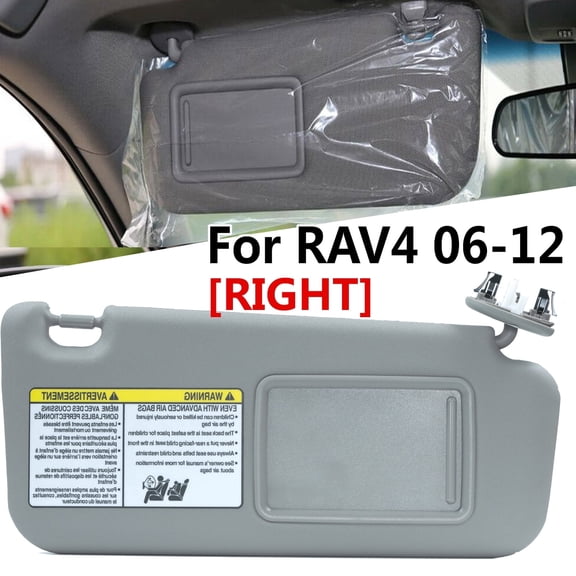 Right Passenger Side Car Sun Visor for Toyota RAV4 2006-2012 W/ Vanity light Gray Sunshade 74320-42501-B3