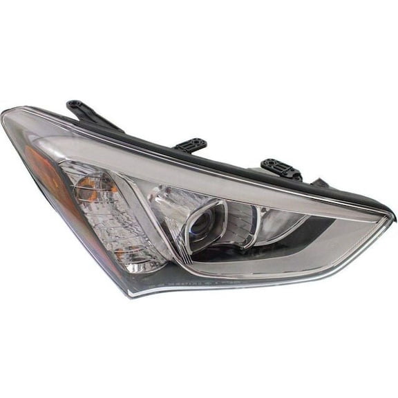 Right Passenger Side Halogen Headlight Assembly - Black Bezel - Compatible with 2013 - 2016 Hyundai Santa Fe Sport 2014 2015