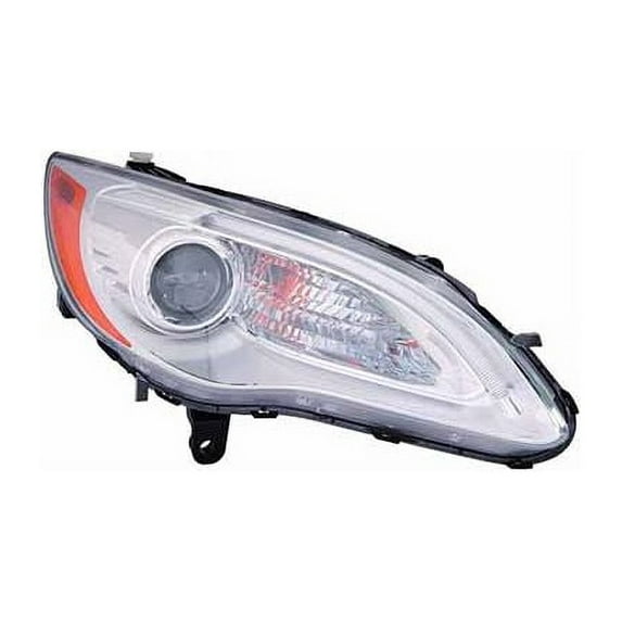 Right Passenger Side Halogen Headlight Assembly - with Chrome Bezel - Compatible with 2011 - 2014 Chrysler 200 Sedan / Convertible (Excluding S Model) 2012 2013