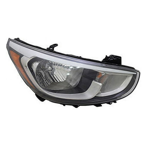 Right Passenger Side Halogen Headlight Assembly - Compatible with 2015 - 2017 Hyundai Accent (without LED Accent) 2016