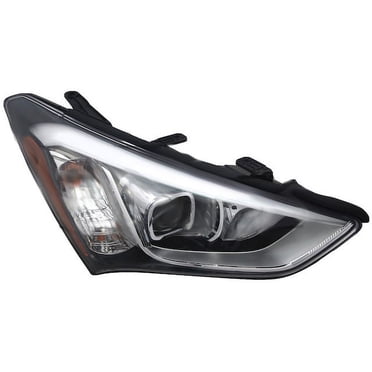 Makerauto Front Left Headlight Assembly For Hyundai Santa Fe 2019-2020 | Halogen | Black Housing