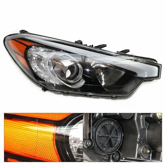 Right Passenger Side Headlamp for 2014-2016 Kia Forte, Forte Koup, Forte 5, Halogen Headlight