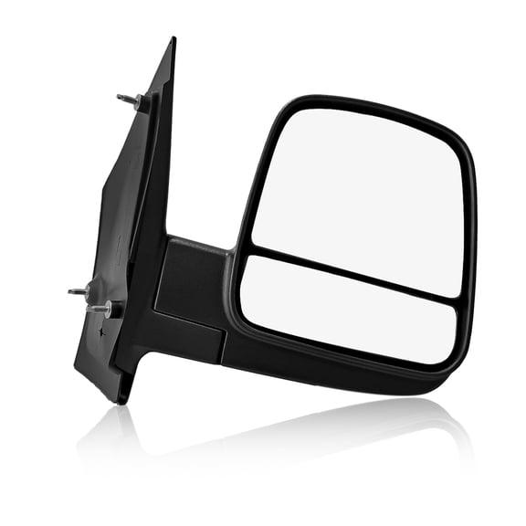 Right Passenger Side Manual Foldaway View Mirror Dual Glass Chrome/Convex+Warning Black Textured For 2008-2021 Chevrolet Express 2500