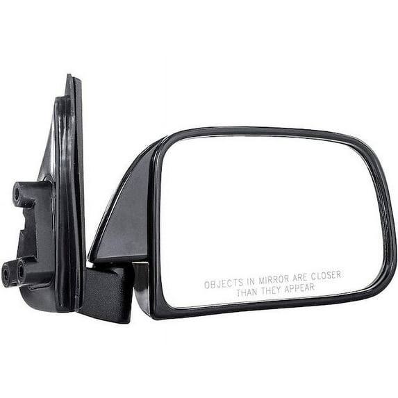 Right Passenger Side Manual Mirror - Black - Foldaway Type - Window Mounted - with Single Glass - without Vent Window - Compatible with 1989 - 1995 Toyota Pickup 4WD RWD 1990 1991 1992 1993 1994