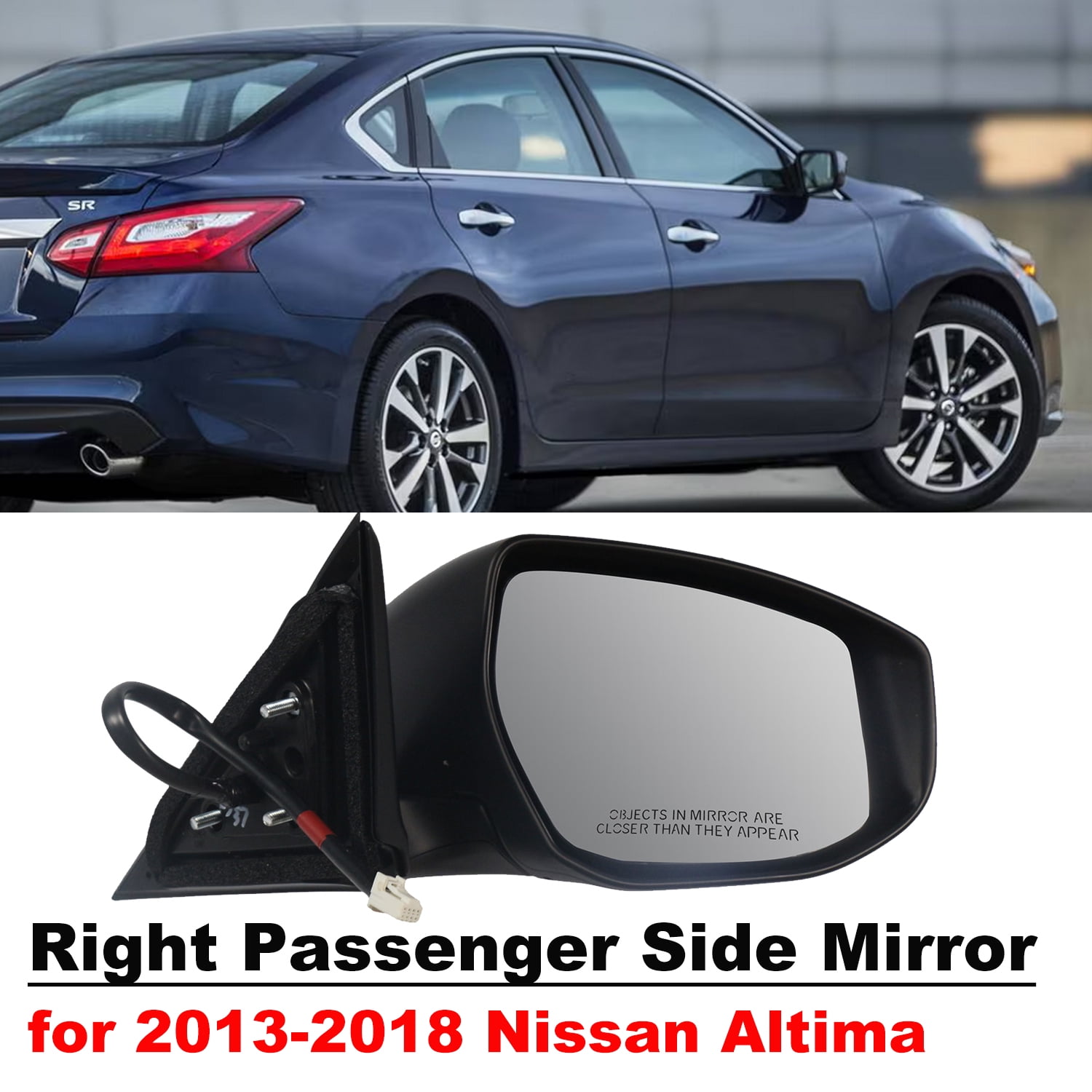 Right Passenger Side Mirror for 2013-2018 Nissan Altima Power Heated LED TURN INDICATOR Door Mirror for 2013 2014 2015 2016 2017 2018 Nissan Altima Accessory, Black