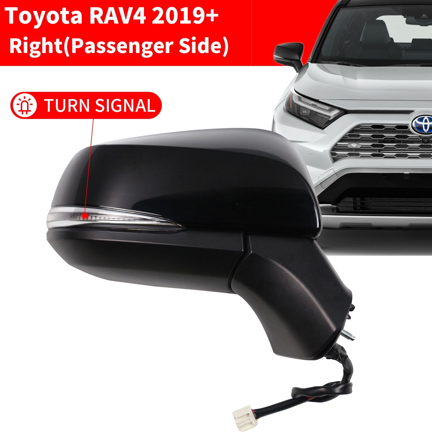 Right Passenger Side Mirror for 20192024 Toyota Rav4 Power Heated Lamp