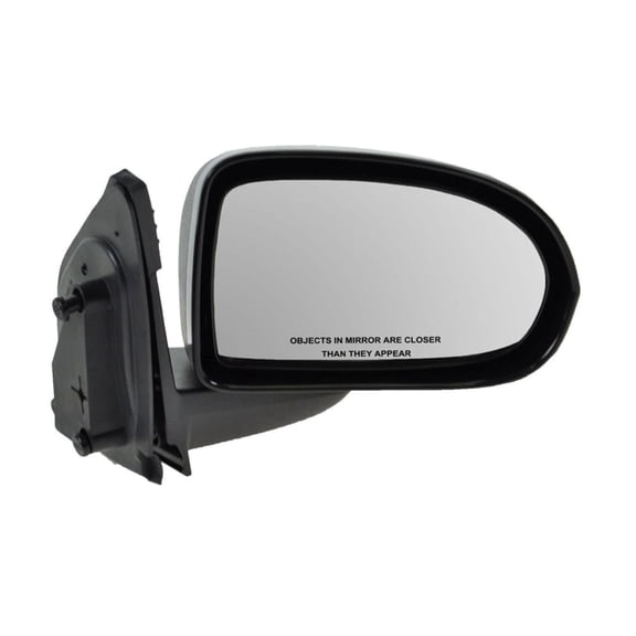Right Passenger Side Manual Exterior Door Mirror - Black Textured Cover with Clear Curved Glass