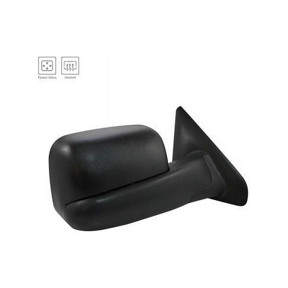 Right Passenger Side Power Mirror - with Heated Glass, Towing Mirror, and Straight Arm Cover Inseam - Compatible with 2005 - 2009 Dodge Ram 2500 2006 2007 2008