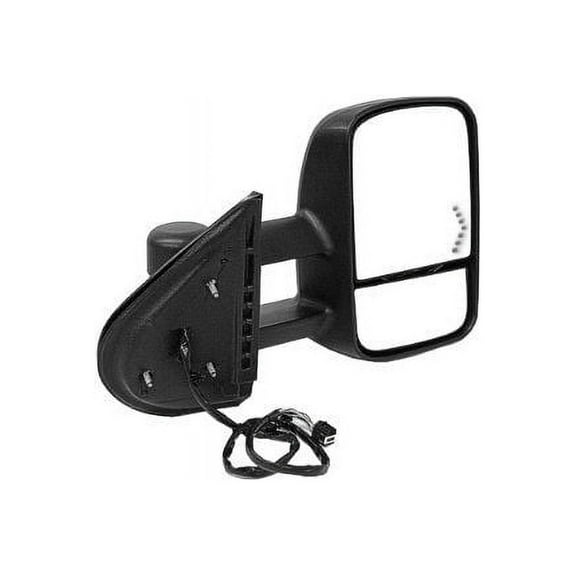 Right Passenger Side Power Mirror - Textured Black - Manual Folding - Trailer Tow Type - Telescopic - with Heated Glass and Turn Signal -Compatible with 2007 - 2014 GMC Sierra 2500 HD 2008 2013
