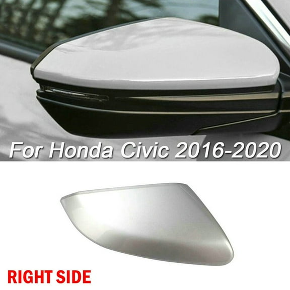 Right Passenger Side Silver Mirror Cover Cap Replace for Civic 2016-2020