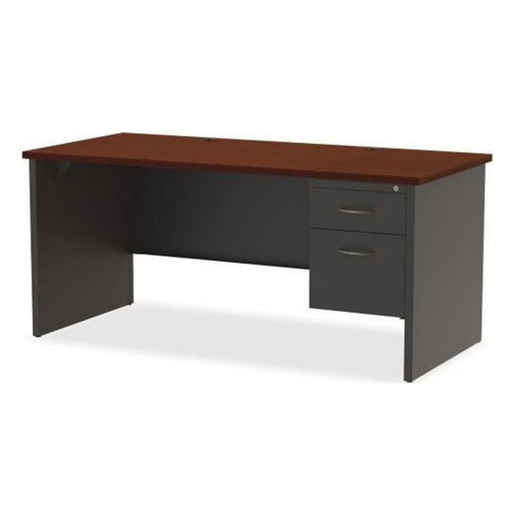 Lorell, LLR79146, Mahogany Laminate/Charcoal Modular Desk Series, 1 Each