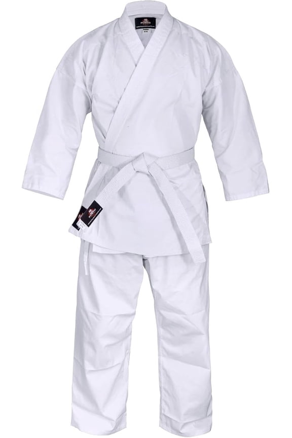 Karate Gi Uniform Durable Lightweight Set with Jacket, Pants & White Belt, Breathable Fabric for Kids, Teens & Adults (Sizes 0007)