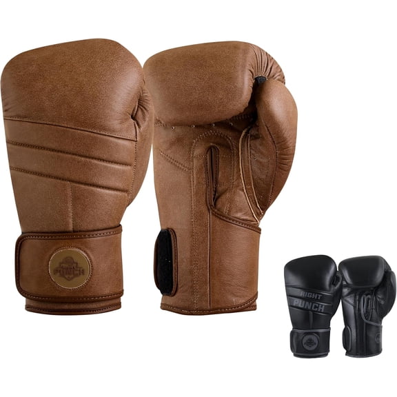 Right Punch Cowhide Leather Boxing Gloves – Professional Training Gear for MMA, Muay Thai, & Kickboxing – Men & Women