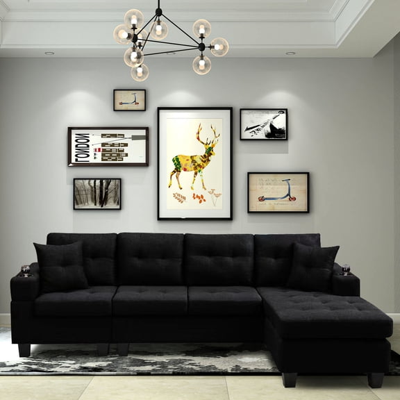 Right Sectional Sofa with Wear - resistant Plastic Feet | In Family Gathering Spaces | Create a Scratch - free and Quiet Environment