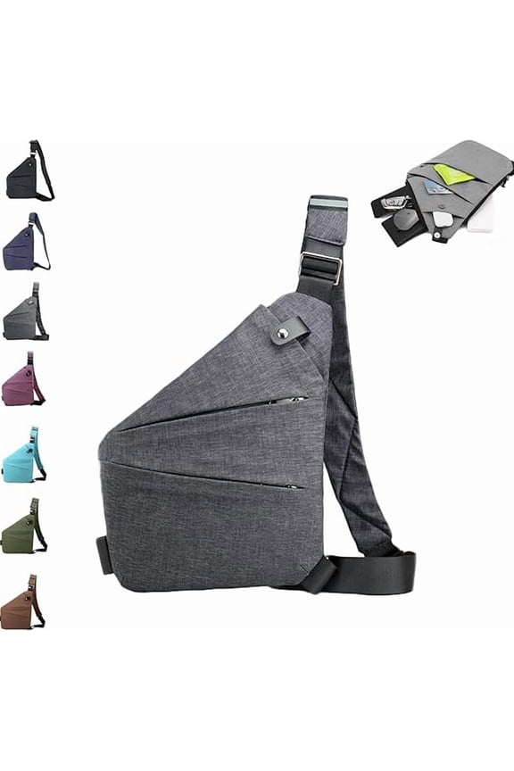 Right Shoulder Sling Bag for Men & Women, Anti-Theft Travel Crossbody Chest Bag with Multi Zipper Pockets, Lightweight Nylon Daypack for Commuting & Outdoor Use