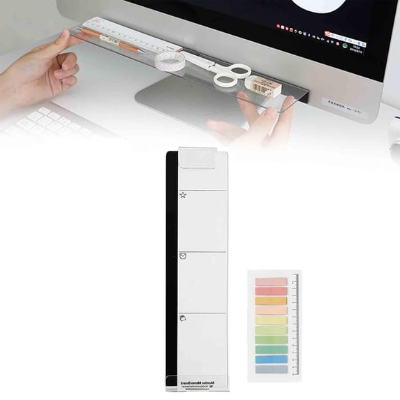 Right-Side Acrylic Memo Holder with Phone Stand – Clear Sticky Note Board for Monitor, Keeps Phone & Reminders in View