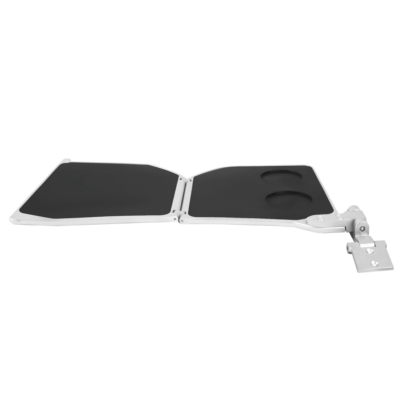 Right Side Aluminum Alloy Seat Armrest Folding Table, 17.7 Inch Compact Bi-Fold Design for Camper, Boat, Van, Limo