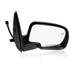 Right Side Power Heated Puddle Lamp Foldaway View Mirror Chrome/Convex+Warning Paintedblack 8H6P For 2001 2002 GMC Sierra 1500 HD