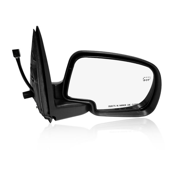 Right Passenger Side Power Heated Puddle Lamp Foldaway View Mirror Chrome/Convex+Warning Paintedblack 8H6P For 2001 2002 GMC Sierra 2500 HD