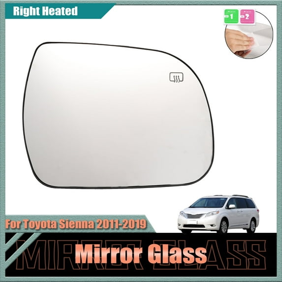 Right Side Rearview Mirror Glass for Toyota Sienna 2011-2019 Heated Function