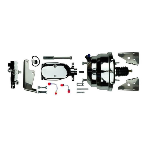 Right Stuff Detailing RSDJ81315672 8 in. OD Power Brake Booster Vacuum Diaphragm Master Cylinder - Aluminum - Chrome