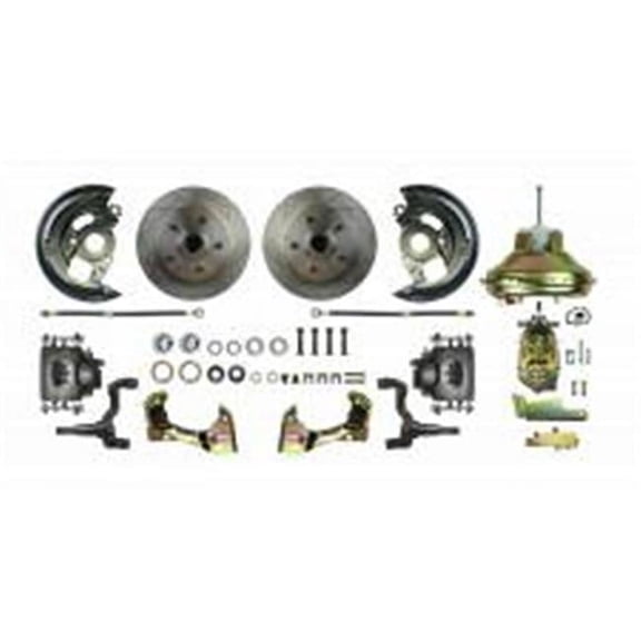 Right Stuff Detailing RSDAFXDC06C Front 1 Piston 11.00 in. Rotors Power Disc Conversion Brake System for 1967-19 72 a Body GM Booster - Offset Hat