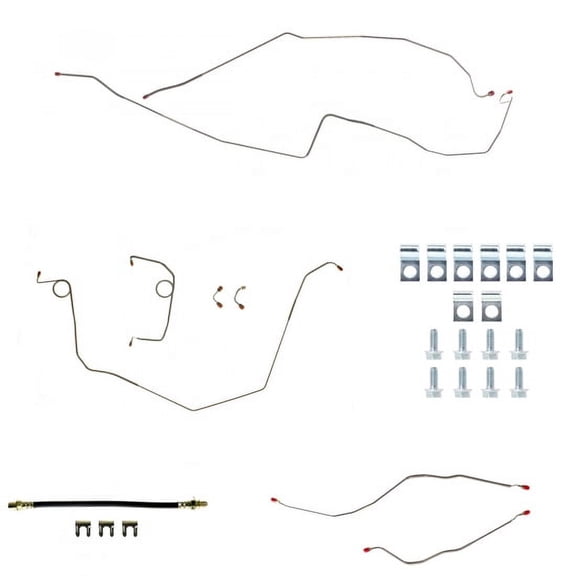 Right Stuff FSP67H4 1967 Camaro Power Disc Brake Line Kit, Stainless