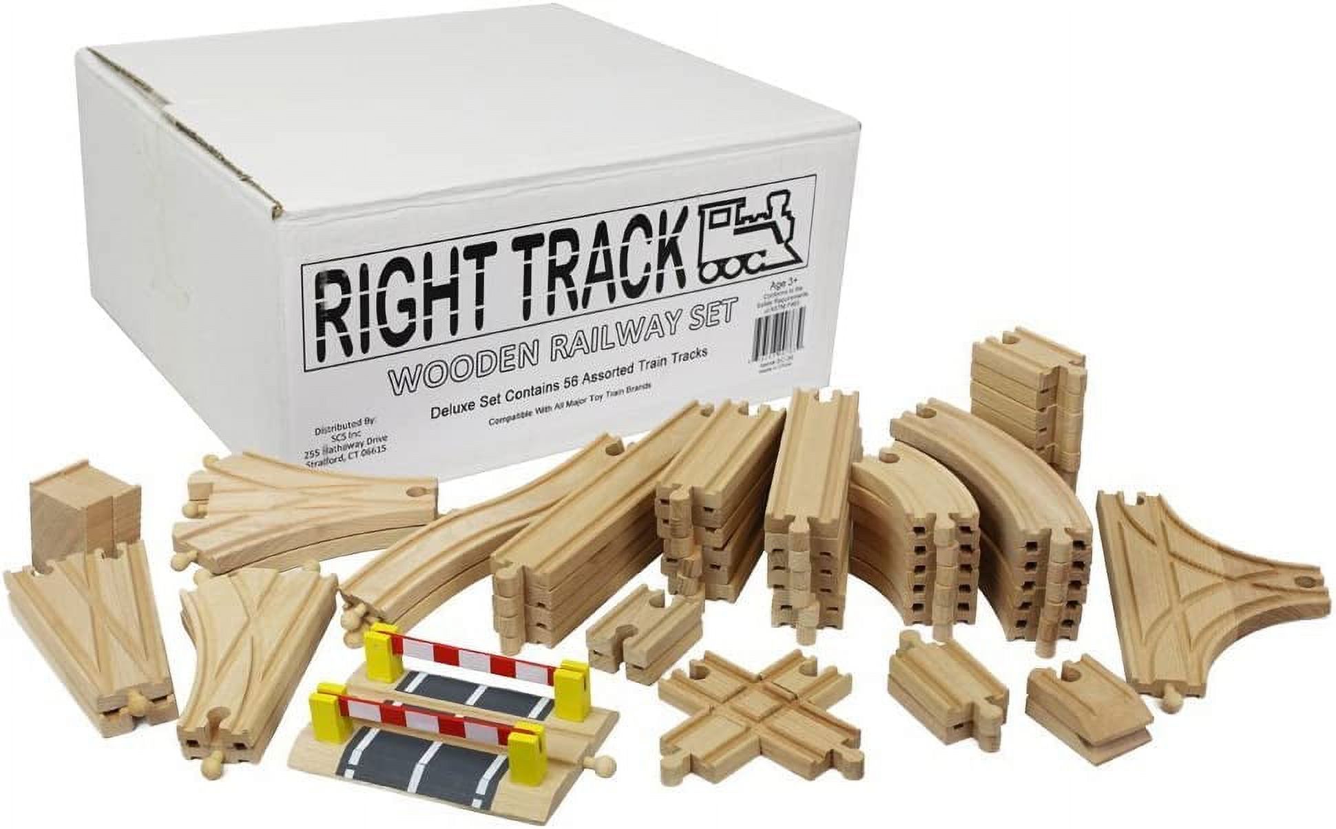 Right Track Toys Deluxe Wooden Train Rail Connection Set 56 Premium Right Track Toys Deluxe Wooden Train Rail Connection Set 56 Premium