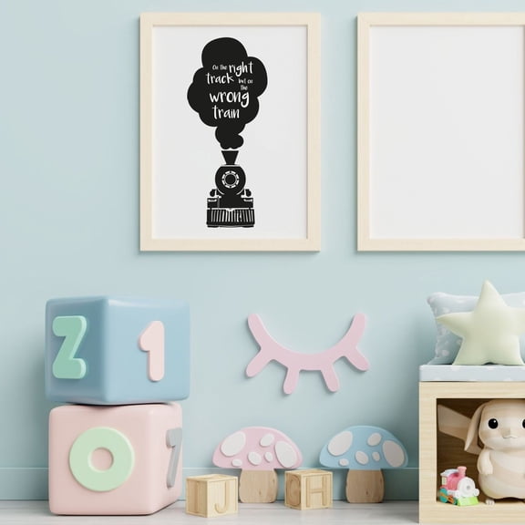 On The Right Track But On The Wrong Train - Vintage Train Silhouete Vinyl Wall Sticker Decal Wall Art Décor Home Room Kids Room Boys Girls Room Train Lover Living Room Decoration Size (10x4 inch)